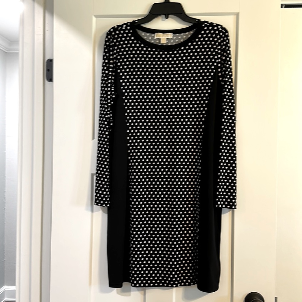 MICHAEL - Michael Kors Black/White Polka Dot Dress, Size Large